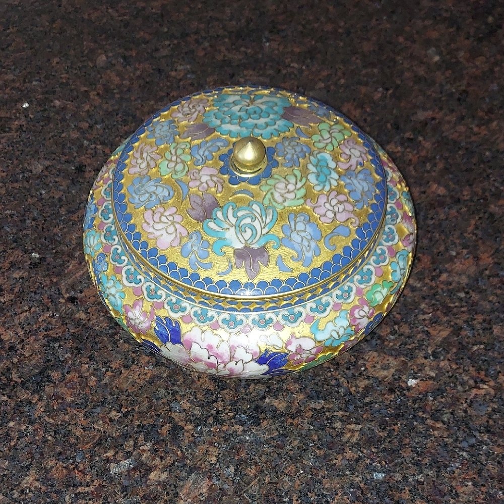 Colorful Cloisonne Floral Trinket Box